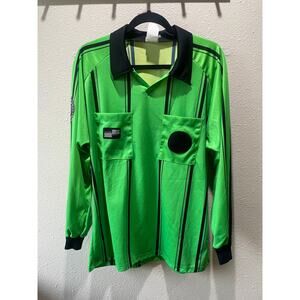 Official Sports Long Sleeve Green Soccer Ref Jersey Unisex Size M